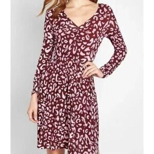 Modcloth Leopard Print Longsleeve Jersey Dress - NWT 1X